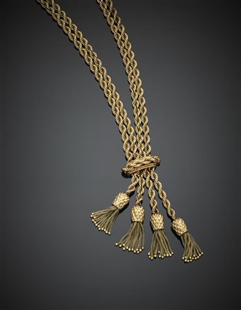 TIFFANY & CO
Collier in oro giallo 585/1000 a due giri di maglia a fune con cen
