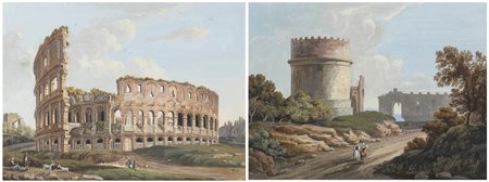 Colosseo - Tomba di Cecilia Metella, Coppia di gouaches