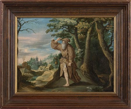 Paesaggio boschivo con San Muzio eremita