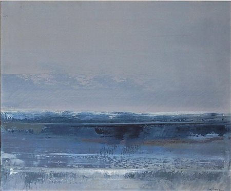 Giuseppe Ajmone DOPO IL TEMPORALE olio su tela, cm 54x65 firma in cornice...