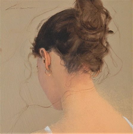 Renzo Crociara SENZA TITOLO olio su tavola, cm 28x28 firma fronte e retro...