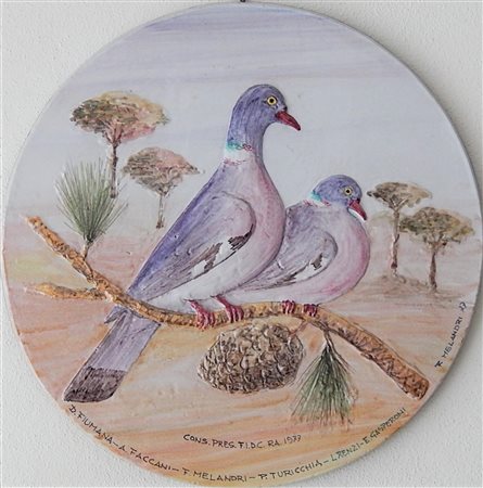 Pietro Melandri SENZA TITOLO piatto in ceramica smaltato, cm 47 firma...