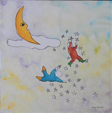 Fredy Lapenna esPLOSIONE acrilico su tela, cm 80x60 firma eseguito nel 1979