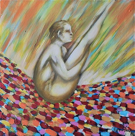 Ignoto IL TUFFATORE tecnica mista su tela, cm 50x50 firma eseguita nel 2011...