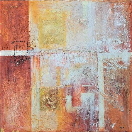 Ignoto SENZA TITOLO olio materico su tavola, cm 81x81 firma