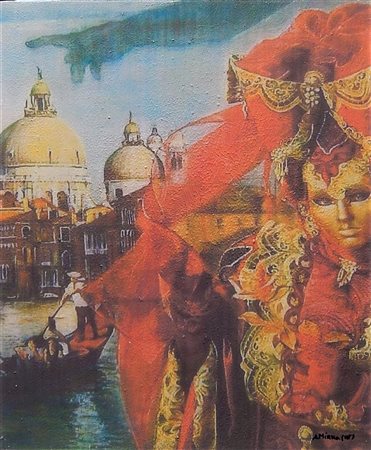 Mirko Anesin MASCHERA olio su tavola, cm 60x50 firma eseguito nel 2014