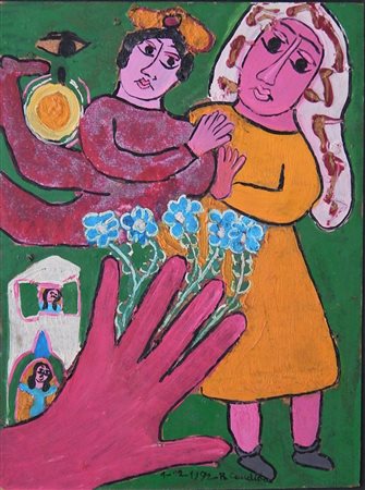 Candida Bissoni SENZA TITOLO olio su tavola, cm 39x29 firma eseguito nel 1992