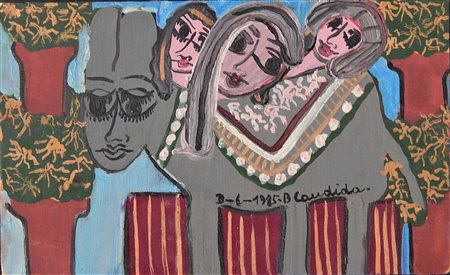 Candida Bissoni SENZA TITOLO olio su tavola, cm 16x26,5 firma eseguito nel 1985