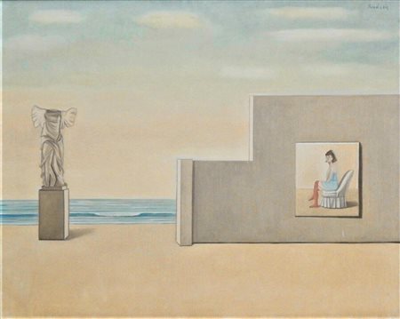 Dimitris Hordakis IL MURO DOMINANTE I olio su tela, cm 65x81 firma fronte e...