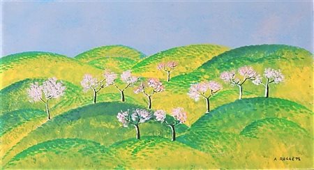 Antonio Raggetti SENZA TITOLO olio su tavola, cm 40x72 firma