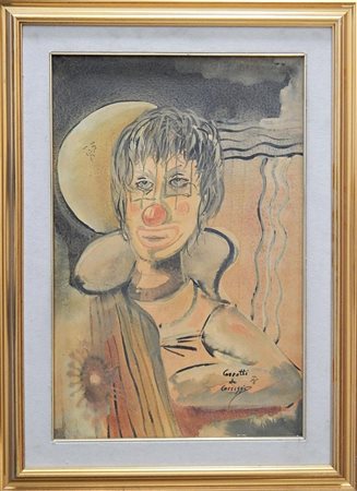 Ignoto PIERROT olio su tela, cm 60x40 firma