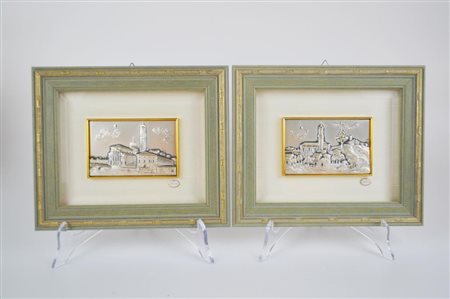 LOTTO DI DUE BASSORILIEVI realizzati su lamine in argento, punzone 925,...