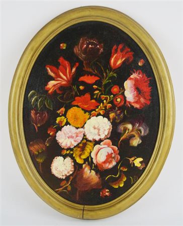 NATURA MORTA CON FIORI tecnica olio su tela cm 39x29 Buone codizioni