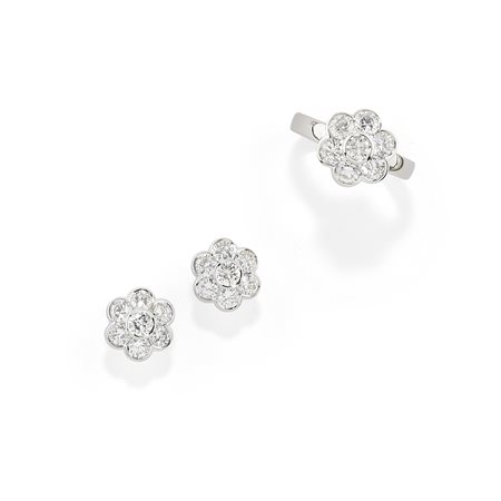 Demi parure in oro bianco 18K e diamanti taglio brillante ct 4,50