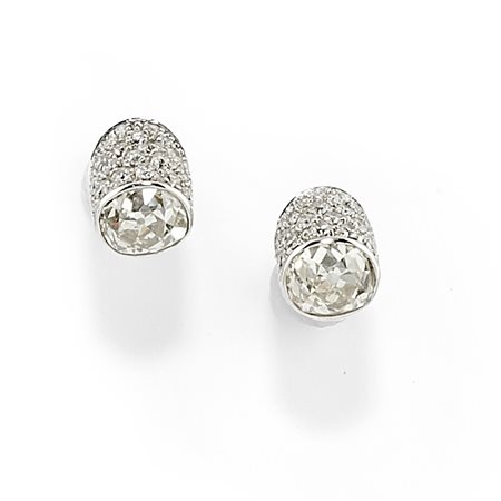 Orecchini in oro bianco 18K e due diamanti taglio vecchio ct 2,00