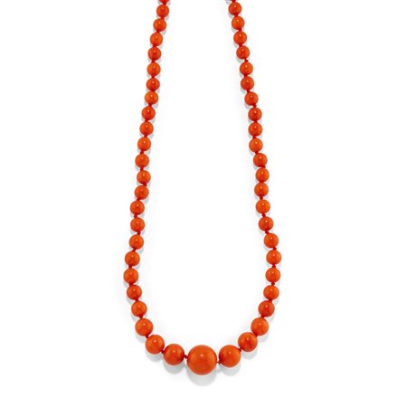 Collana in oro giallo 18K e corallo