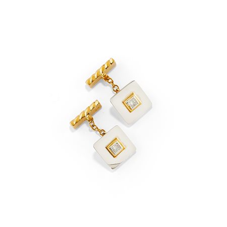 Polsini in oro bicolore 18K e diamanti taglio princess ct 0,50