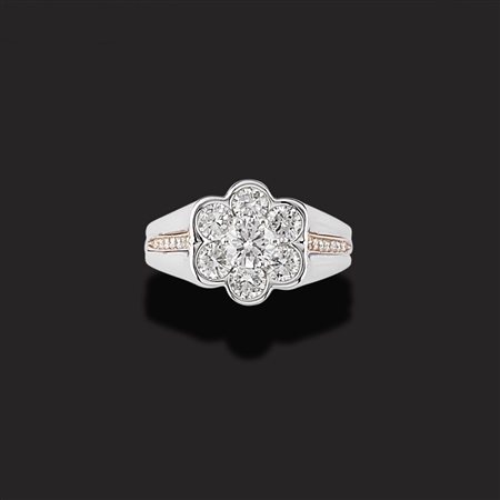 Anello in oro bicolore 18K e diamanti taglio brillante ct 1,50