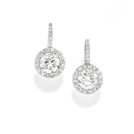 Orecchini in oro bianco 18K e due diamanti taglio brillante ct 3,00