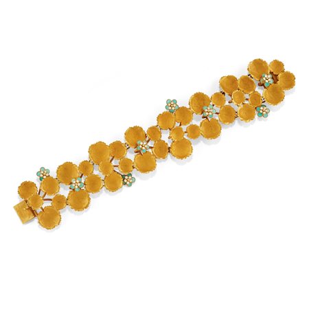Bracciale in oro giallo 18K e smalto policromo