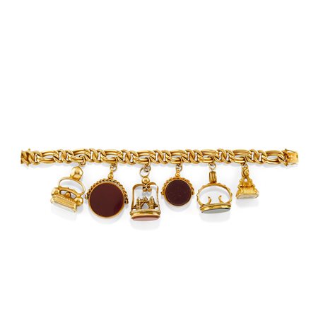 Bracciale charms in oro giallo 14K e pietre dure