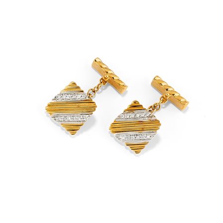 Polsini in oro bicolore 18K e diamanti taglio brillante