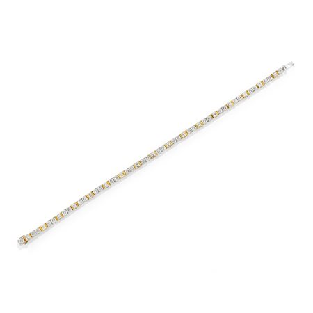 Bracciale tennis in oro bicolore 18K e diamanti taglio brillante e carré ct 4,00