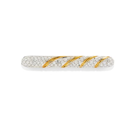 Due spille in oro bicolore 18K e diamanti taglio brillante ct 7,00