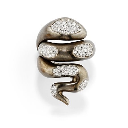 Gavello - Anello in oro bianco e brunito 18K