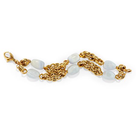 Bracciale in oro giallo 18K e calcedonio