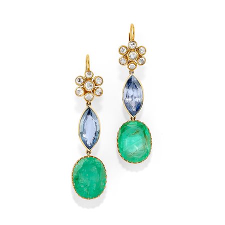 Orecchini pendenti in oro bicolore 18K