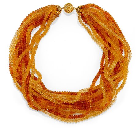 Collana in oro giallo 18K e quarzi