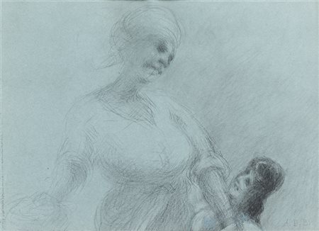 Angelo Dall'Oca Bianca "La madre" 
disegno a matita su carta (cm 21,5x30)
Siglat