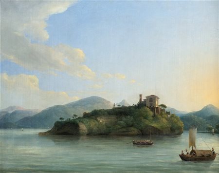Lorenz Adolf Schönberger "Isola del Lago Maggiore" 
olio su tela (cm 62x80)
Al r