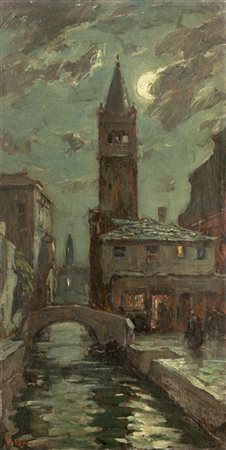 Eugenio Bonivento "San Barnaba di notte" 
olio su compensato (cm 39,5x19,5)
Firm