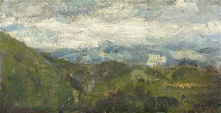 Arturo Tosi "Paesaggio" 
olio su tavola (cm 21,5x43)
Firmato in basso a destra
I