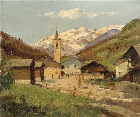 Leonardo Roda "Paesaggio di montagna" 
olio su cartone telato (cm 25x30)
Firmato