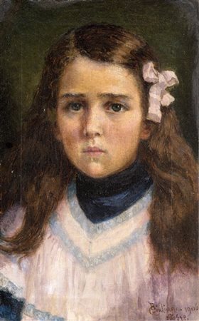 Bartolomeo Giuliano "Il fiocchetto rosa" Ottobre 1906
olio su tela (cm 43x26,5)