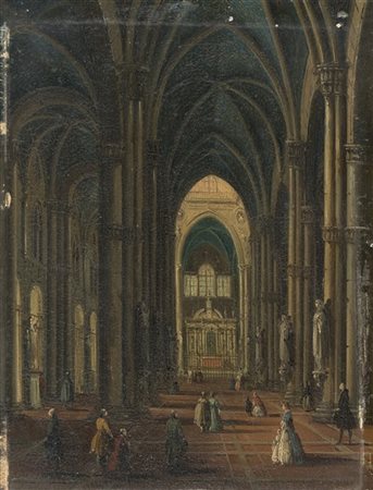 Giovanni Migliara (Attribuito)

"Interno del Duomo di Milano" 
olio su tavola (c