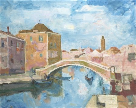 Savinio Labņ "Venezia" 
olio su tela (cm 80x100)
Firmato in basso a sinistra
Al