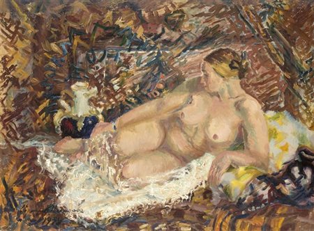 Efrosiniya Fedoseevna Ermilova-Platova "Nudo" 1939
olio su tela (cm 73x98)
Firma