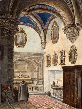 Luigi Bisi (Attribuito)

"La Certosa di Pavia" 
olio su tela (cm 27x20)
Al retro