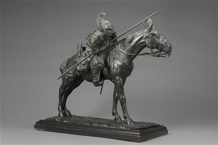 Francesco Ferruccio Crespi "In vedetta" 
scultura in bronzo (h cm 43) poggiante