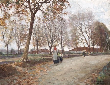 Attilio Pratella "Il ritorno" 
olio su compensato (cm 15,5x20)
Firmato in basso