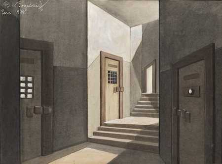 Georges De Pogedaieff Anatolevich "Le carceri" 1928
tecnica mista su carta (cm 3