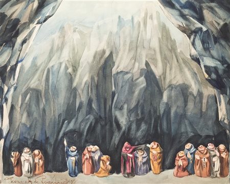 Georges De Pogedaieff Anatolevich "Monaci in preghiera" 1937
tecnica mista su ca