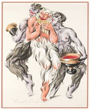 Georges De Pogedaieff Anatolevich "La danza dei fauni" 
tecnica mista su carta (