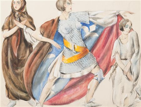 Georges De Pogedaieff Anatolevich "Bozzetto teatrale" 
tecnica mista su carta (c