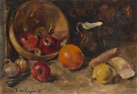 Georges De Pogedaieff Anatolevich "In cucina" 
olio su tela (cm 45x66)
Firmato i