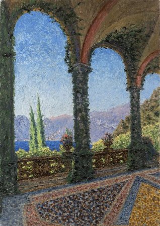 Carlo Erba (Attribuito)

"Pergolato sul Lago di Como" 
olio su compensato (cm 34